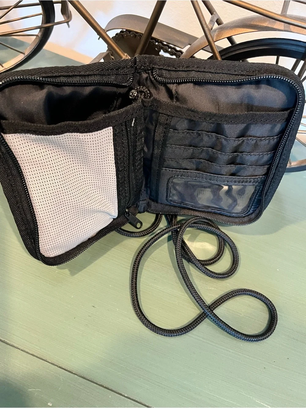 Eddie Bauer Black Crossbody Travel Wallet with Rope Strap